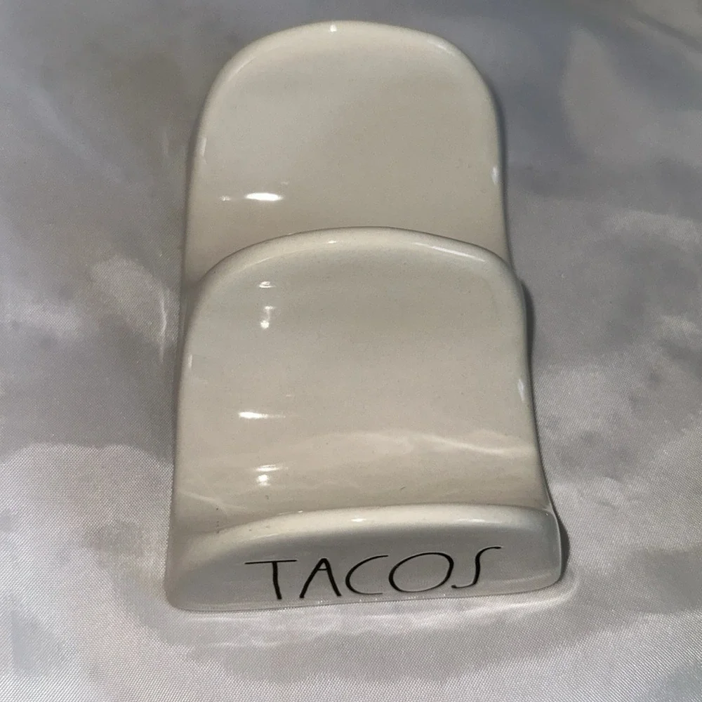 Rae Dunn Artisan Collection Tacos Ceramic Taco Holder Cream Farmhouse Magenta